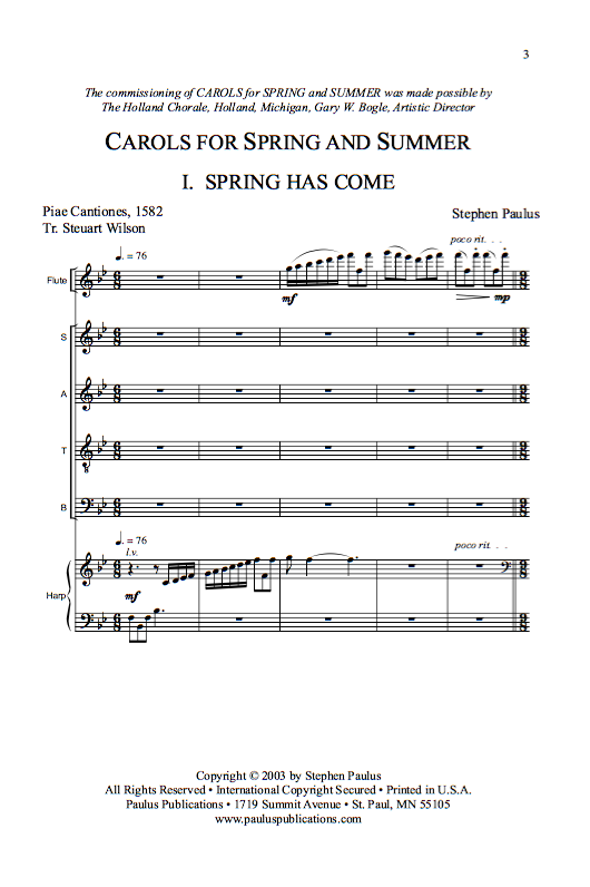 Spring Has Come (Carols for Spring and Summer)