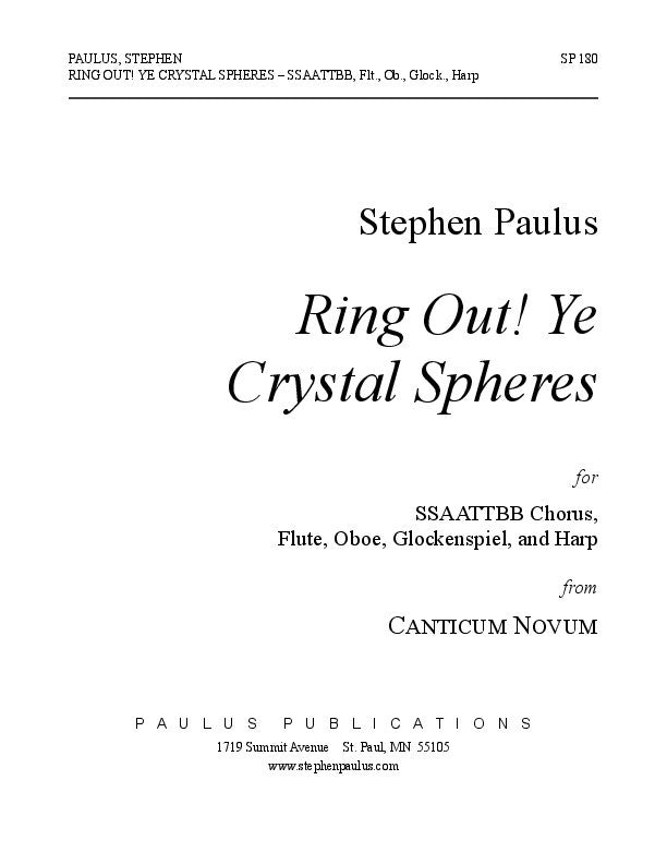 Ring Out, Ye Crystal Spheres (CANTICUM NOVUM)