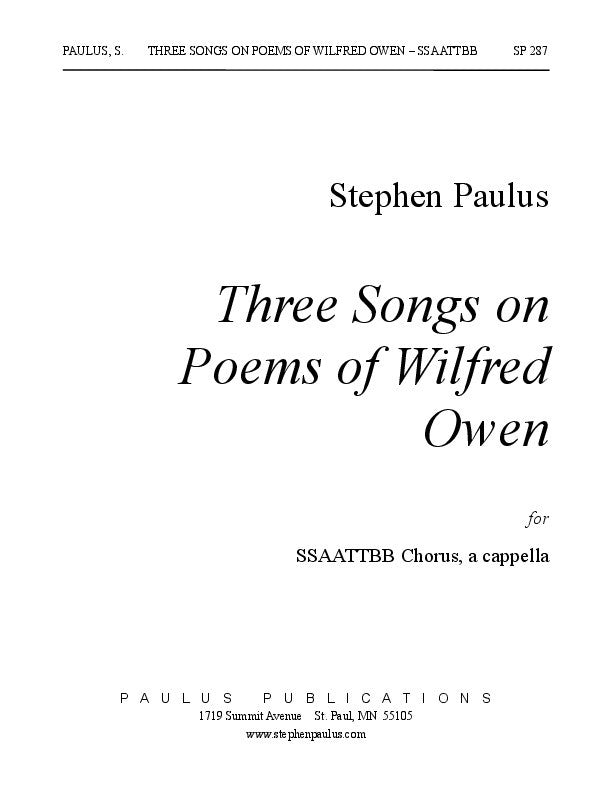 Three Songs on Poems of Wilfred Owen