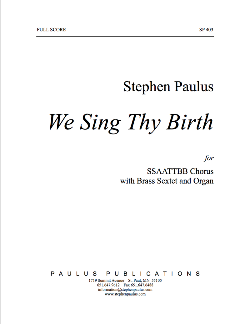 We Sing Thy Birth