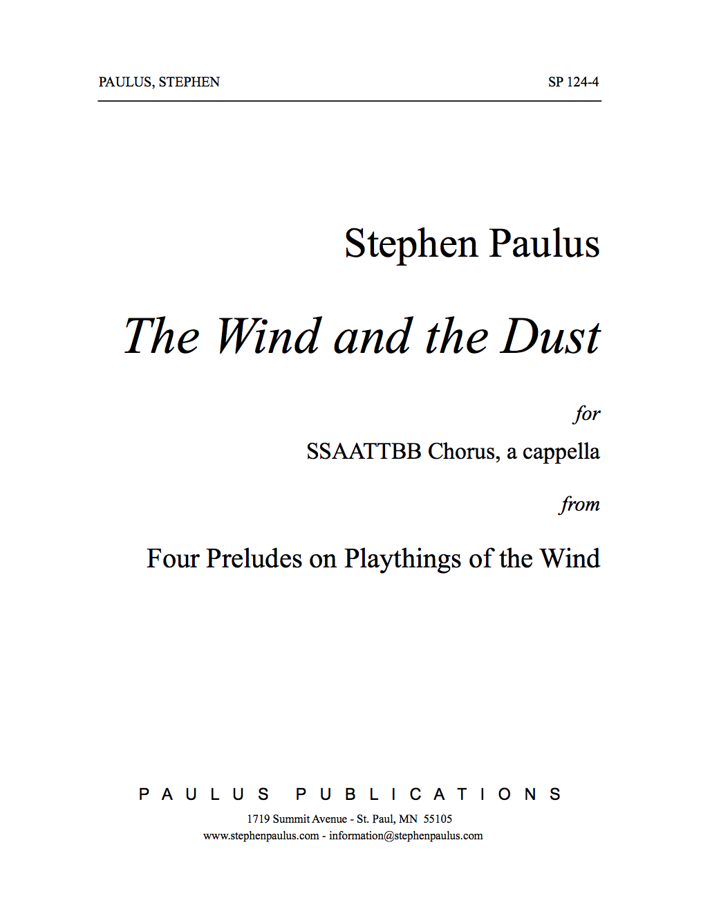 The Wind and The Dust (Four Preludes on Playthings of the Wind)