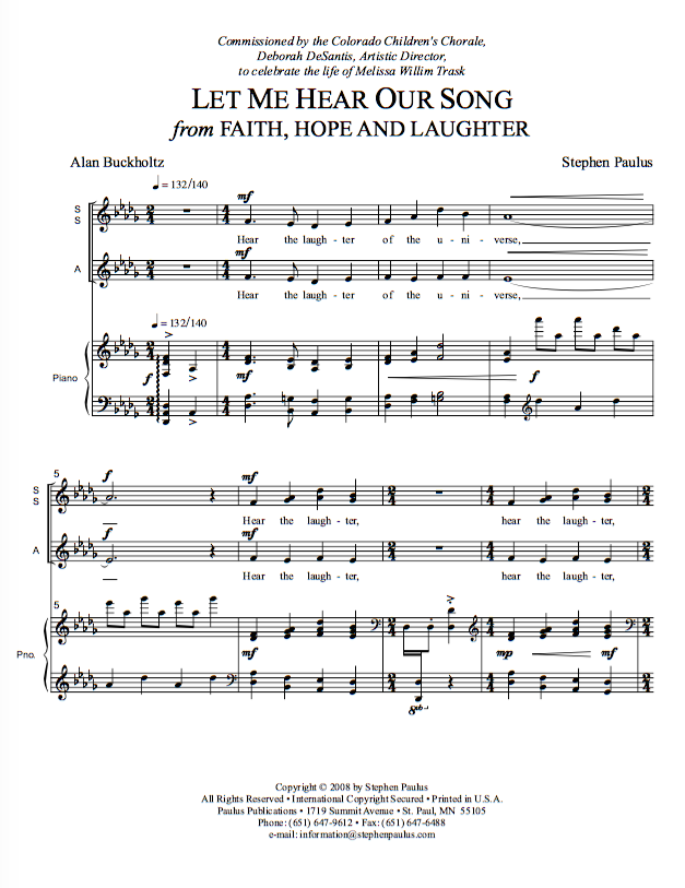 Let Me Hear Our Song (FAITH, HOPE AND LAUGHTER)
